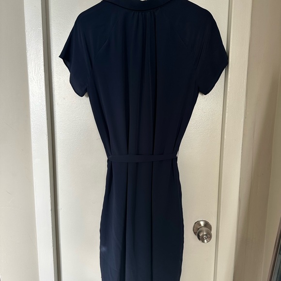 Halston Heritage Navy Short Sleeve Tie-Waist Midi Dress - Picture 2 of 3